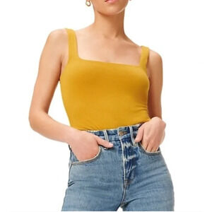 Good American Womens Modern Tank Bodysuit Large Goldenrod Yellow Thong Capsule
